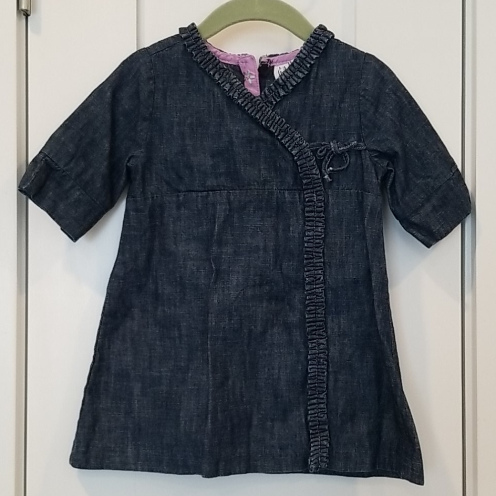 EUC Baby Gap Denim 3/4 Sleeve Dress- 12-18 mos